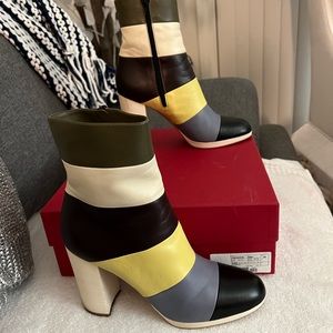 Valentino Garavani Multi Color block Ankle Bootie Worn Once Retail $1550 9/40